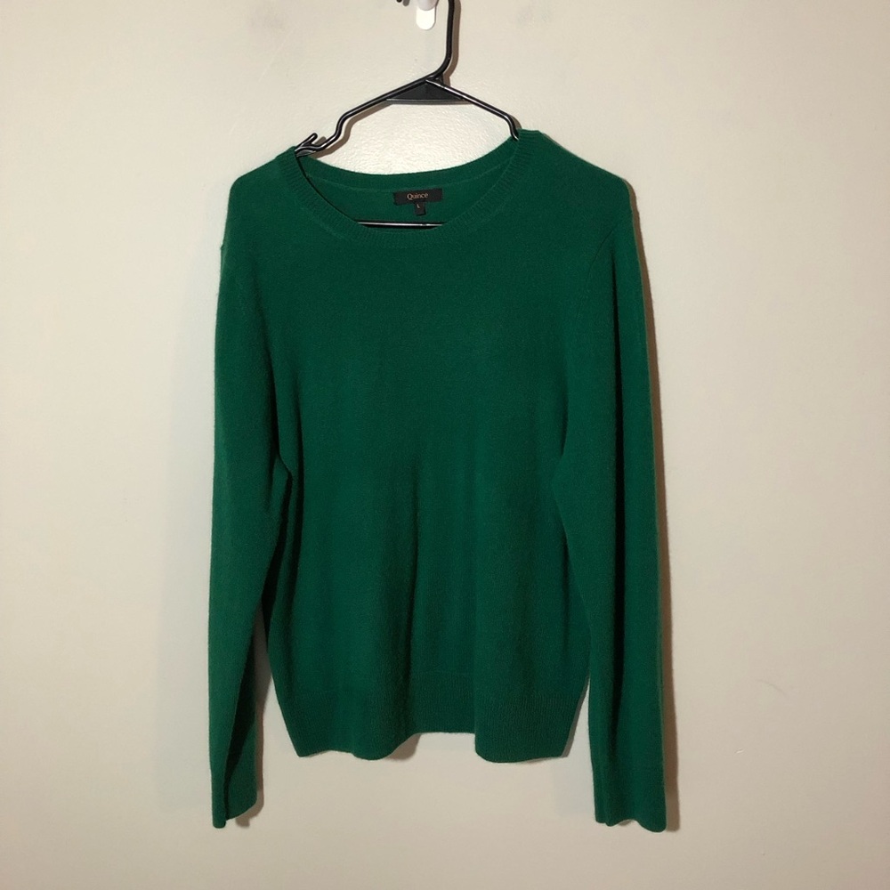 Quince Mongolian cashmere crewneck sweater Everglades green women L quiet luxury - Picture 2 of 10